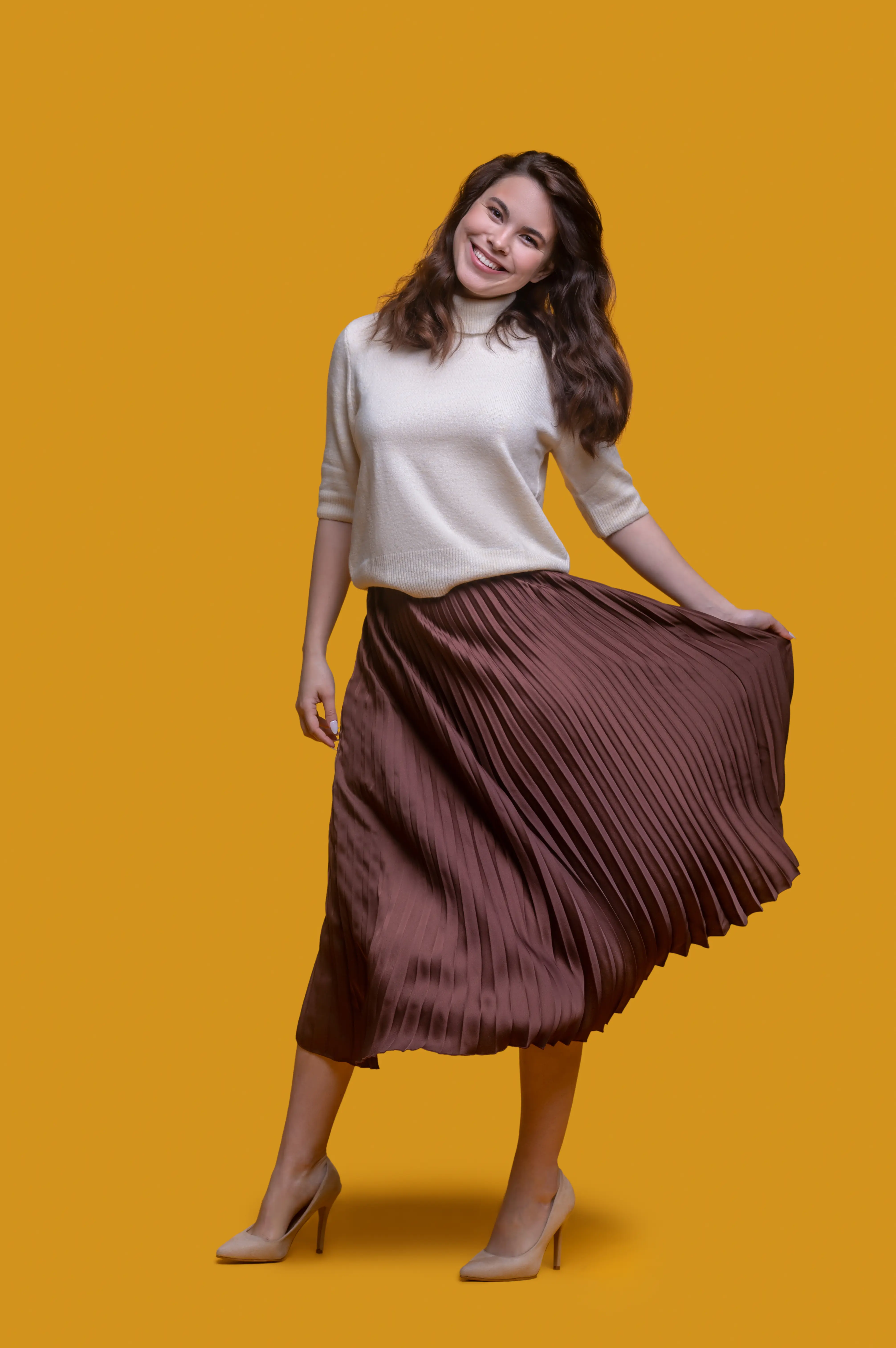 Pleated A-Line Skirt