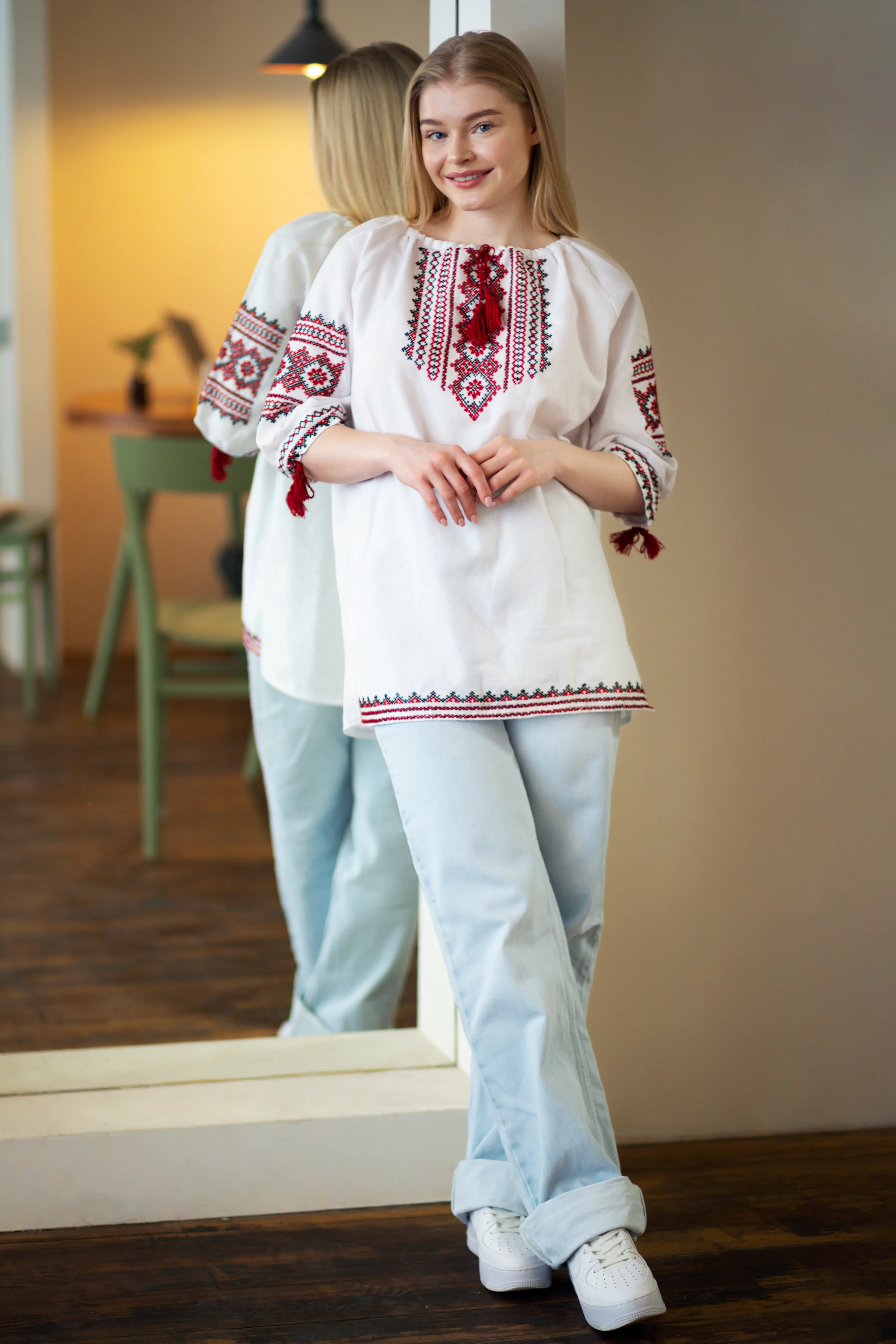 Embroidered Peasant Top